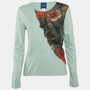 Kenzo Jeans Blue Mesh Trim Jersey Long Sleeve T-Shirt L